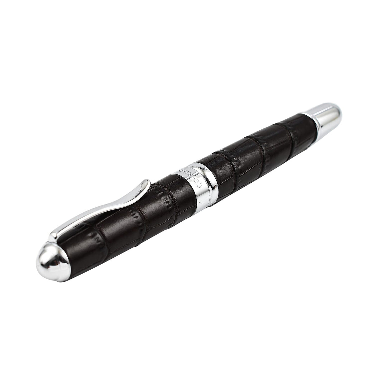 Cerruti- Ecaille Roller Pen in Leather - Brown 6883276 2