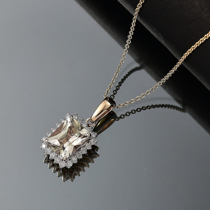 Certified &amp; Appraised LUXORO AAA Turkizite, Diamond Halo Pendant Necklace in 14K Yellow Gold 20 Inches, 3.15 Ct. 4380495 2