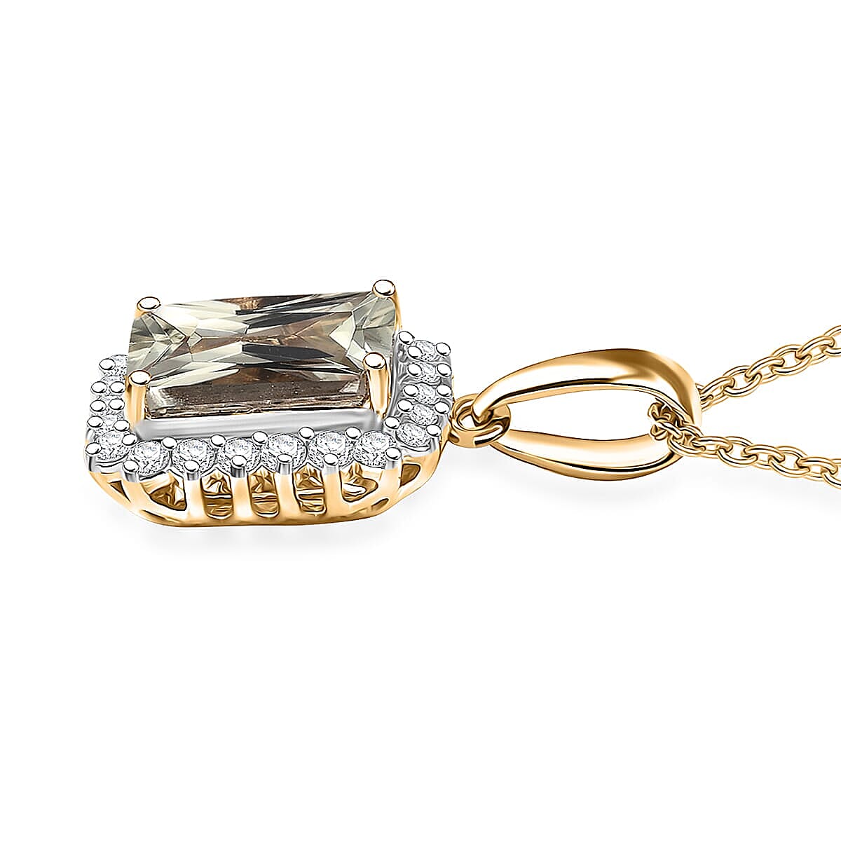 Certified &amp; Appraised LUXUROAAA Turkizite, Diamond Halo Pendant Necklace in 14K Yellow Gold 20 Inches, 3.15 Ct. 4380495 4