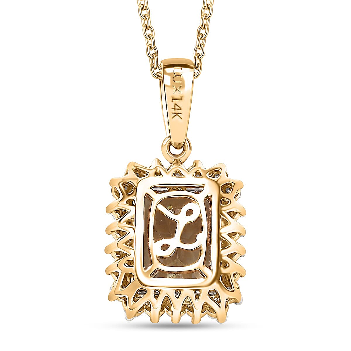 Certified &amp; Appraised LUXUROAAA Turkizite, Diamond Halo Pendant Necklace in 14K Yellow Gold 20 Inches, 3.15 Ct. 4380495 5