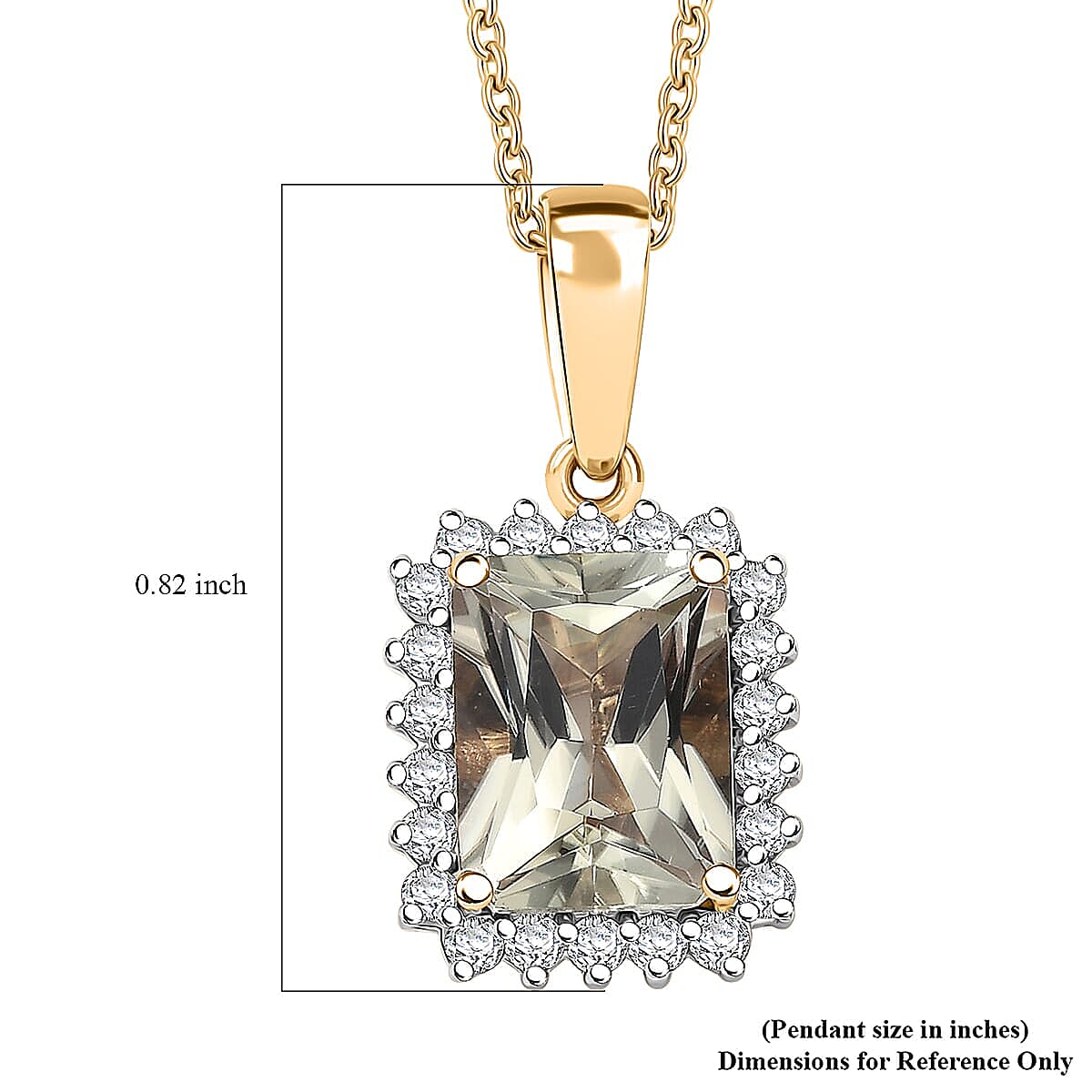 Certified &amp; Appraised LUXUROAAA Turkizite, Diamond Halo Pendant Necklace in 14K Yellow Gold 20 Inches, 3.15 Ct. 4380495 7
