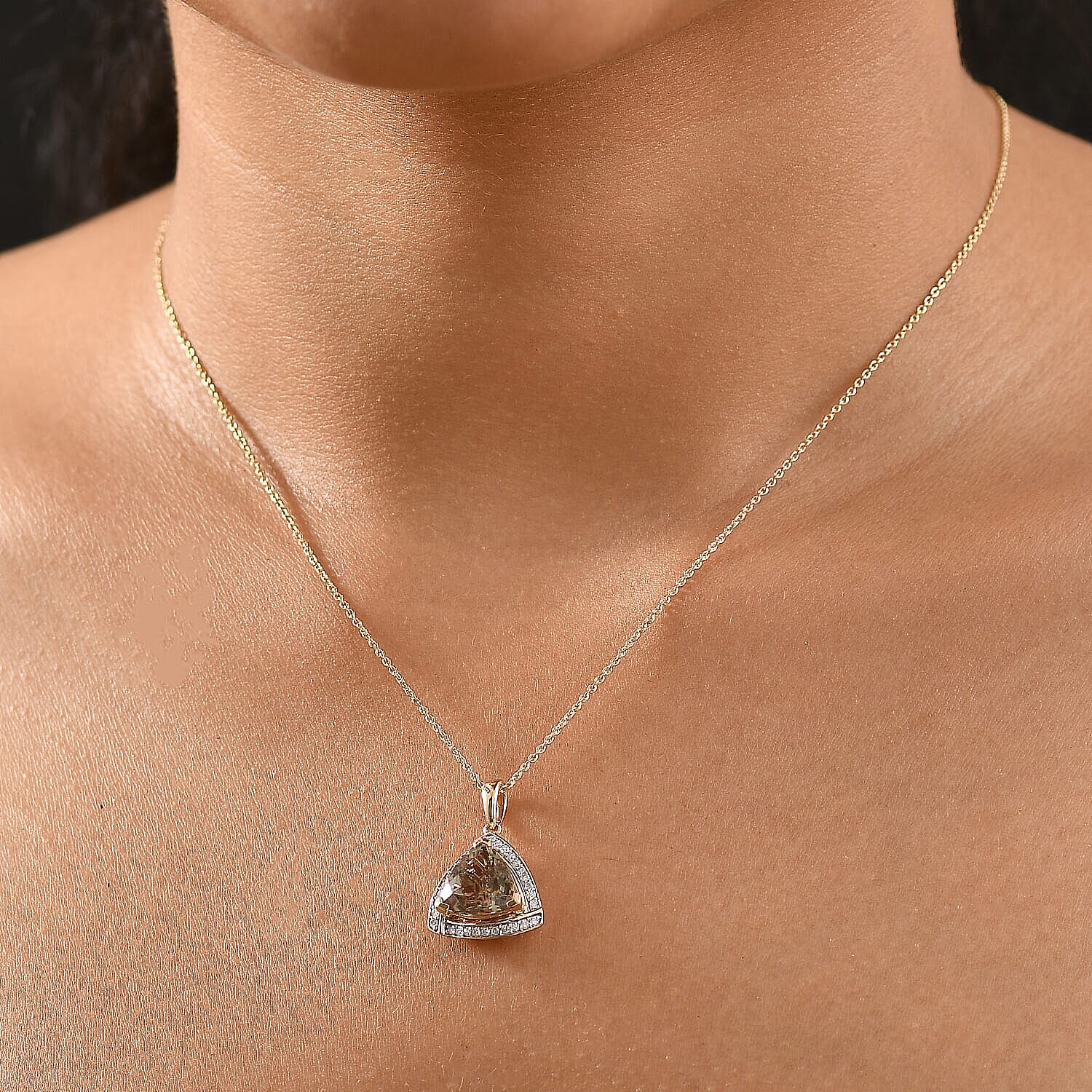 Certified &amp; Appraised LUXORO AAA Turkizite, Diamond Halo Pendant Necklace in 14K Yellow Gold 20 Inches, 4.21 Ct. 4380497 3