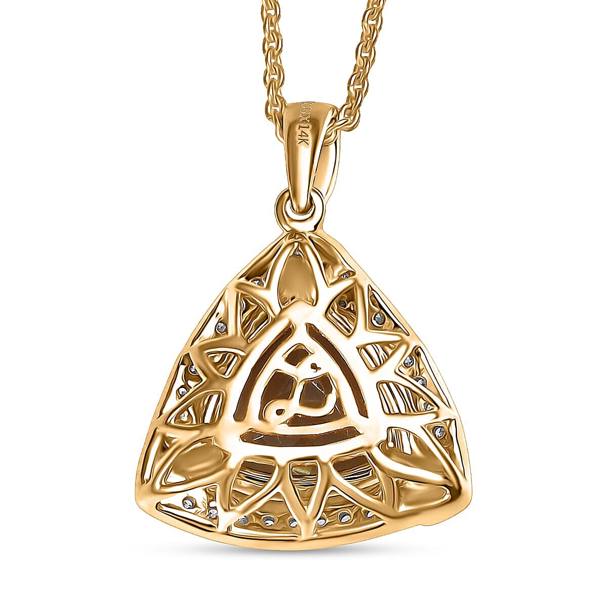 Certified &amp; Appraised LUXORO AAA Turkizite, Diamond Halo Pendant Necklace in 14K Yellow Gold 20 Inches, 4.21 Ct. 4380497 5