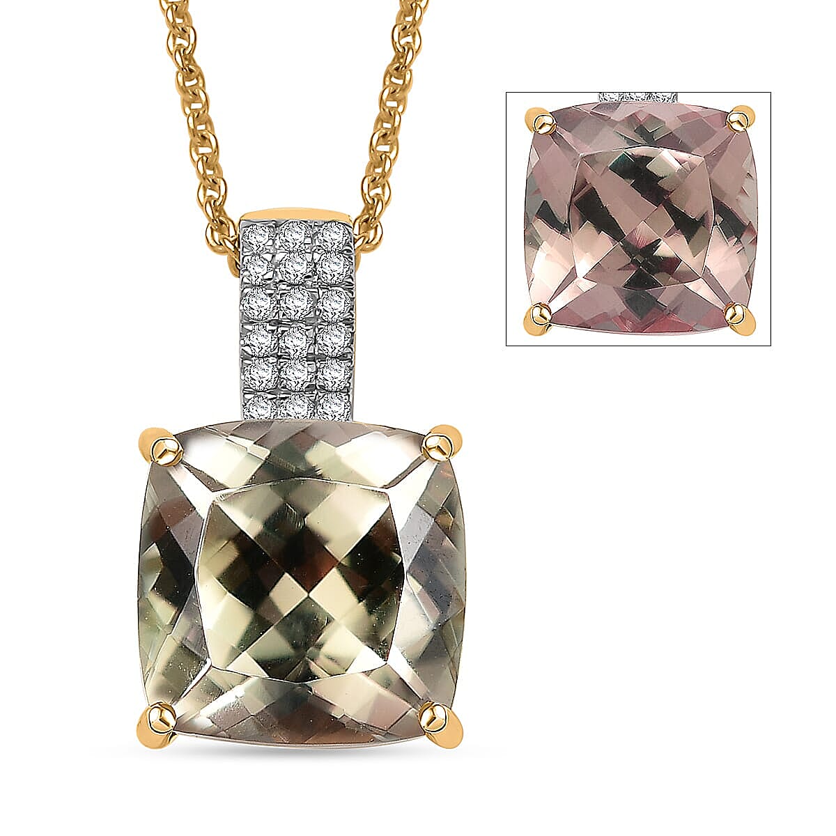 Certified &amp; Appraised LUXORO AAA Turkizite, Diamond Pendant Necklace in 14K Yellow Gold 20 Inches, 5.85 Ct. 4380494 0