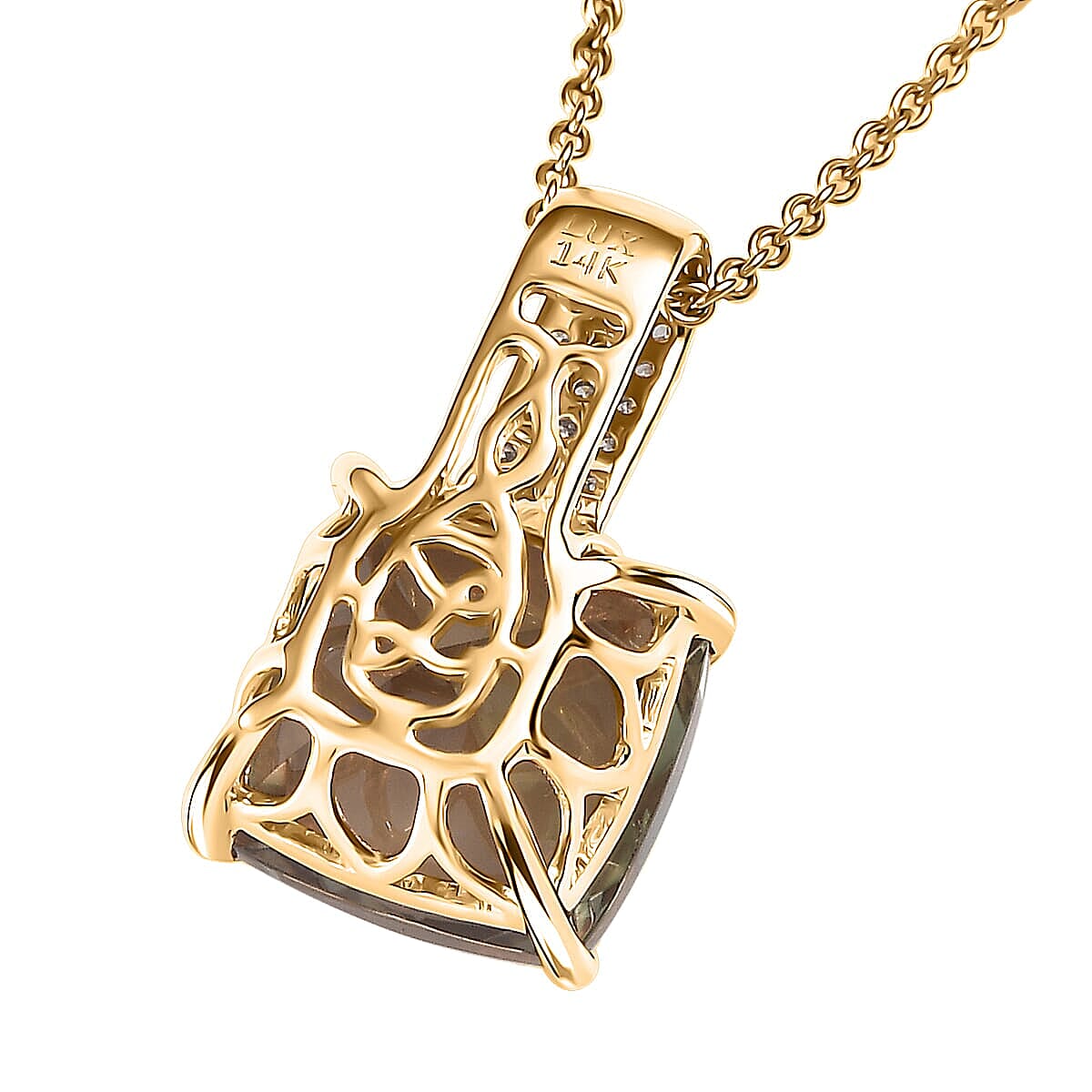 Certified &amp; Appraised LUXORO AAA Turkizite, Diamond Pendant Necklace in 14K Yellow Gold 20 Inches, 5.85 Ct. 4380494 4