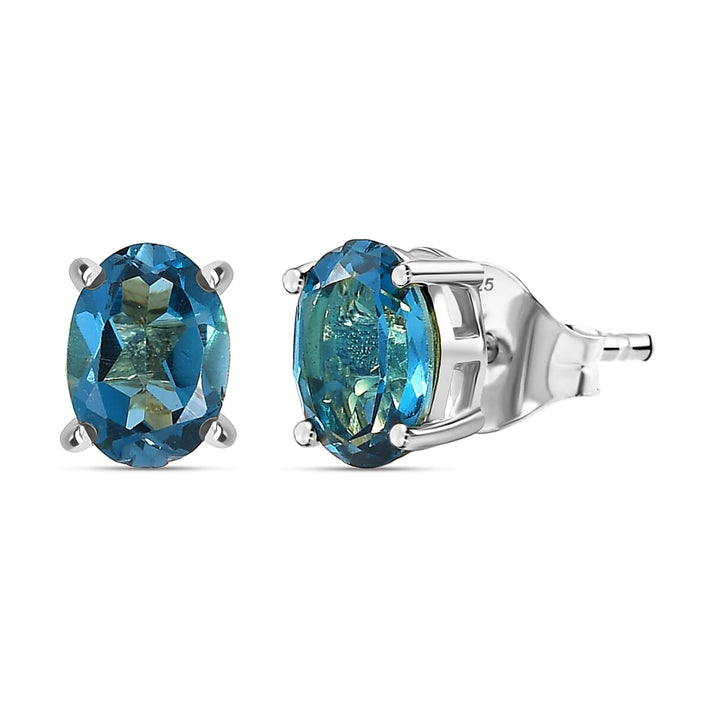 Marambaia London Blue Topaz Solitaire Stud Earring with Push Back in Platinum Overlay Sterling Silver 1.92 Ct. 8276625 1