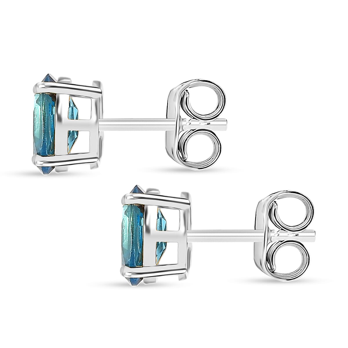 Marambaia London Blue Topaz Solitaire Stud Earring with Push Back in Platinum Overlay Sterling Silver 1.92 Ct. 8276625 4