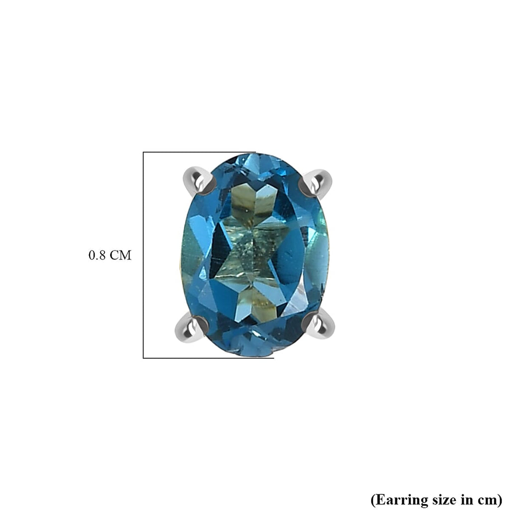 Marambaia London Blue Topaz Solitaire Stud Earring with Push Back in Platinum Overlay Sterling Silver 1.92 Ct.