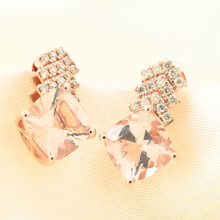 Certified &amp; Appraised LOXORO Morganite, Diamond Stud Earrings in 10K Rose Gold 2.7 Ct. 7778582 2
