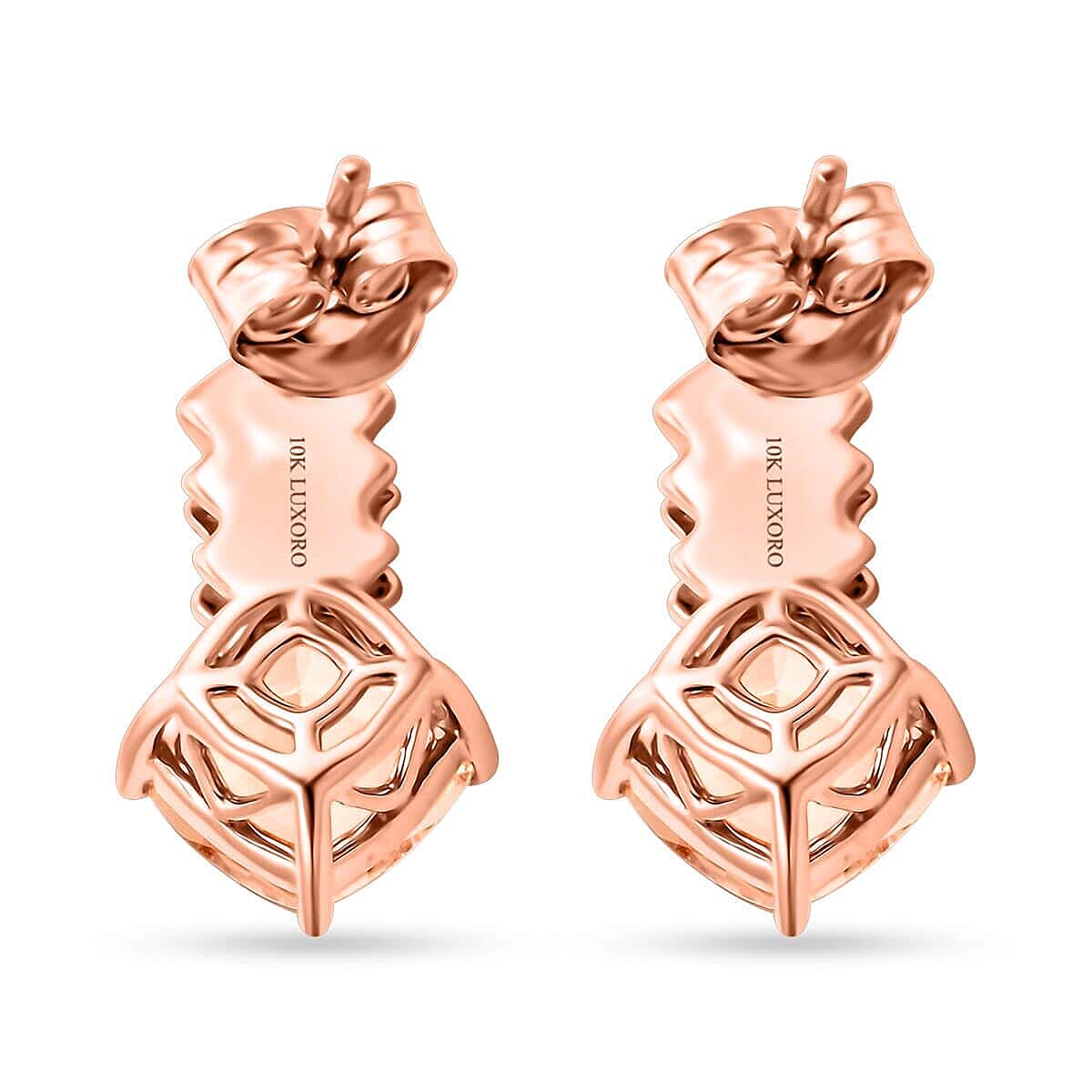 Certified &amp; Appraised LOXORO Morganite, Diamond Stud Earrings in 10K Rose Gold 2.7 Ct. 7778582 4