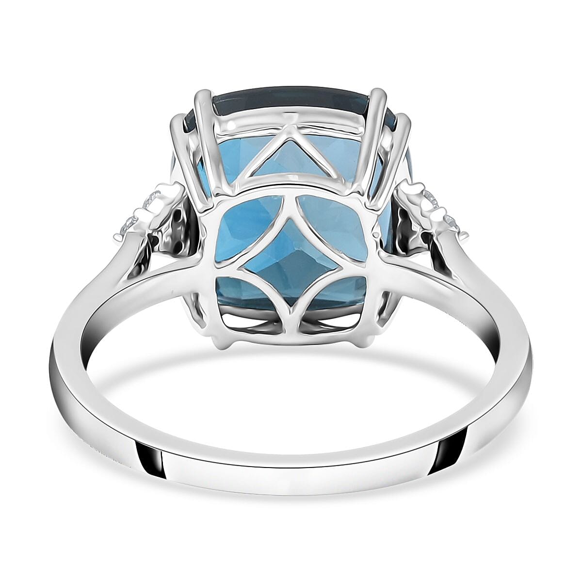 AGI Certified and Appraised 10K White Gold AAA London Blue Topaz and Diamond Ring 7.10 Ct. 7128964 10