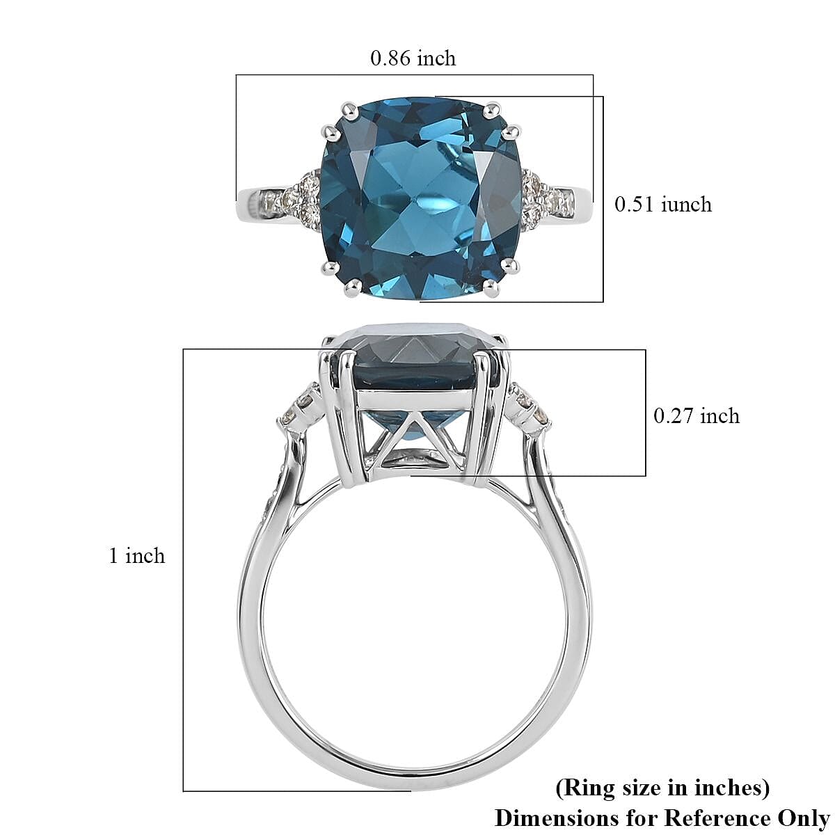 AGI Certified and Appraised 10K White Gold AAA London Blue Topaz and Diamond Ring 7.10 Ct. 7128964 11