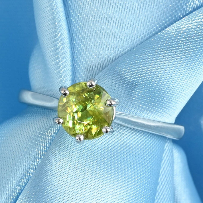 Certified and Appraised RHAPSODY 950 Platinum AAAA Sava Sphene Ring 1.50 Ct, Platinum Wt. 4.50 Gms 7225042 2