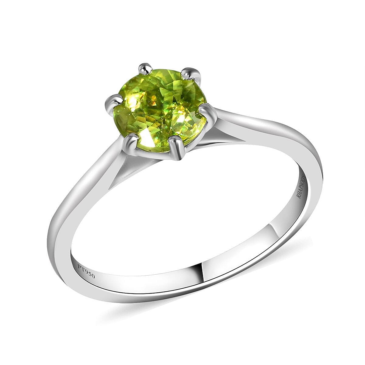 Certified and Appraised RHAPSODY 950 Platinum AAAA Sava Sphene Ring 1.50 Ct, Platinum Wt. 4.50 Gms 7225044 0