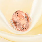 Certified and Appraised ILIANA 18K Rose Gold AAA Marropino Morganite and Diamond I1 GH Solitaire Ring Gold 3.78 grams, 9 Ct