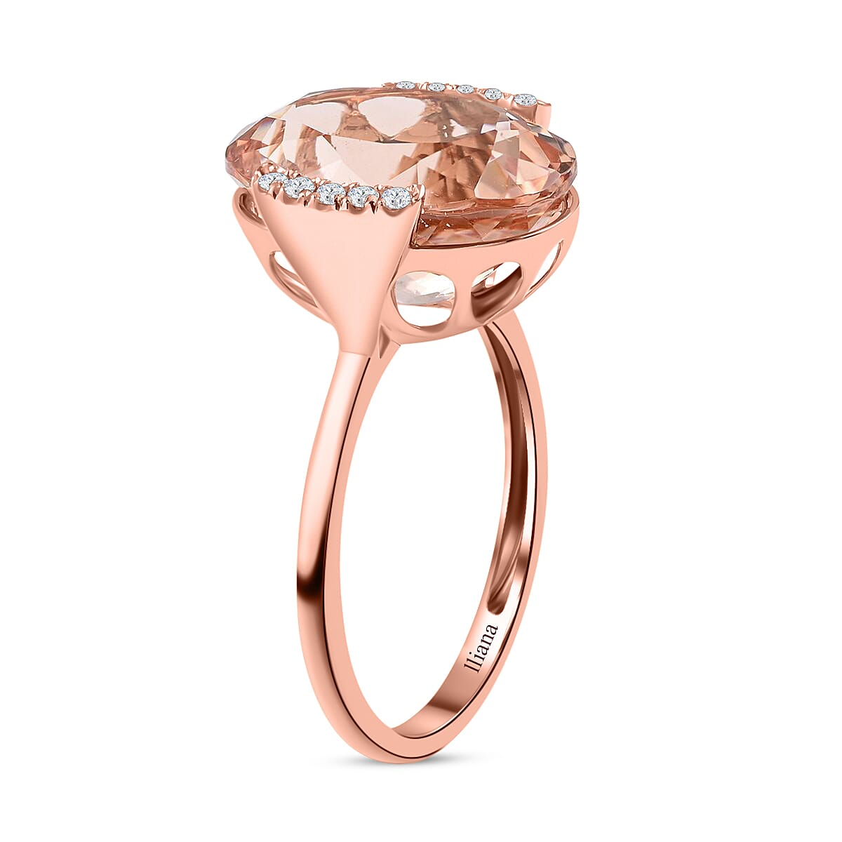 Certified and Appraised ILIANA 18K Rose Gold AAA Marropino Morganite and Diamond I1 GH Solitaire Ring Gold 3.78 grams, 9 Ct 7168653 5