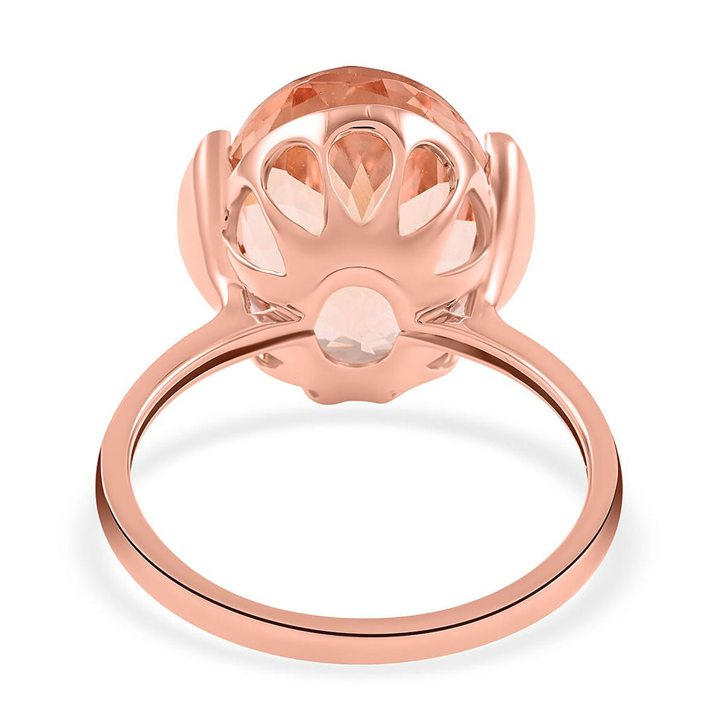 Certified and Appraised ILIANA 18K Rose Gold AAA Marropino Morganite and Diamond I1 GH Solitaire Ring Gold 3.78 grams, 9 Ct
