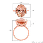 Certified and Appraised ILIANA 18K Rose Gold AAA Marropino Morganite and Diamond I1 GH Solitaire Ring Gold 3.78 grams, 9 Ct