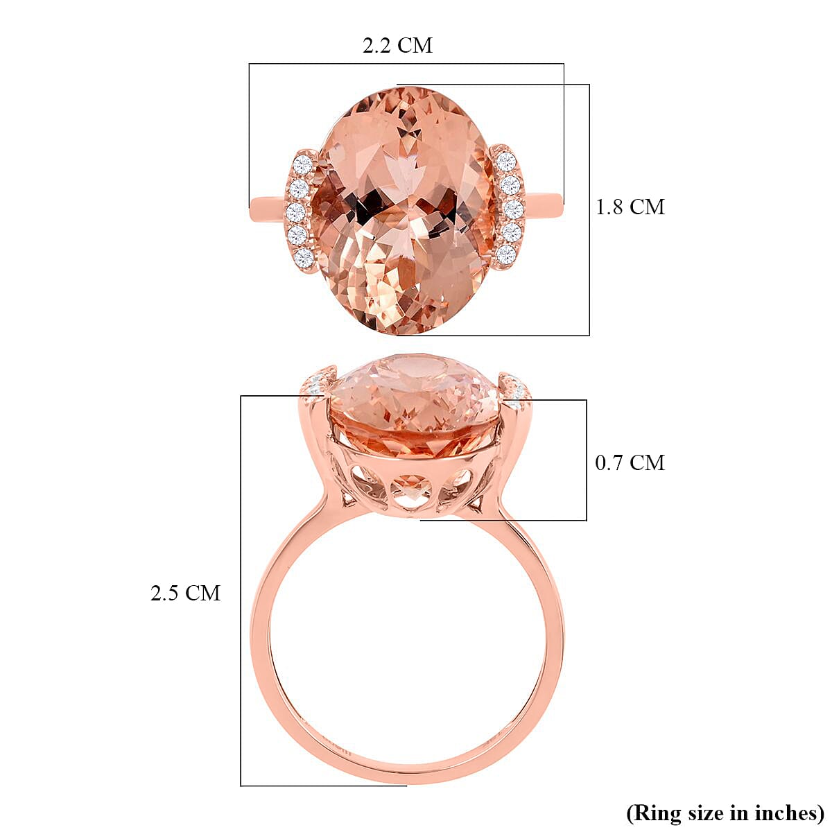 Certified and Appraised ILIANA 18K Rose Gold AAA Marropino Morganite and Diamond I1 GH Solitaire Ring Gold 3.78 grams, 9 Ct 7168653 7