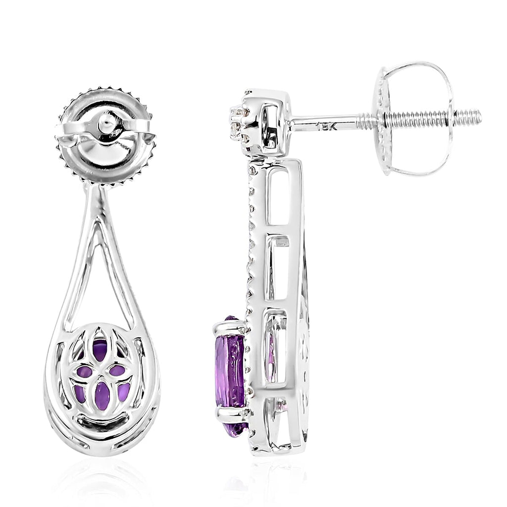 Certified and Appraised ILIANA 18K White Gold AAA Purple Sapphire and Diamond SI GH Earring 3.53 grams, 2.10 Ct
