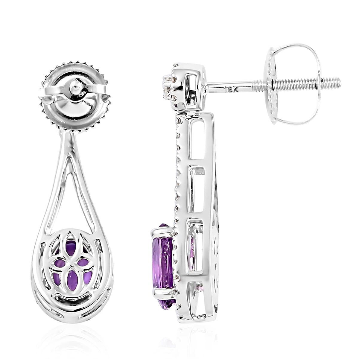 Certified &amp; Appraised ILIANA 2.10 Ct AAA Purple Sapphire, Diamond Earrings in 18K White Gold (SI-GH) 7072696 3