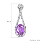 Certified and Appraised ILIANA 18K White Gold AAA Purple Sapphire and Diamond SI GH Earring 3.53 grams, 2.10 Ct