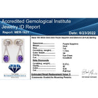 Certified and Appraised ILIANA 18K White Gold AAA Purple Sapphire and Diamond SI GH Earring 3.53 grams, 2.10 Ct