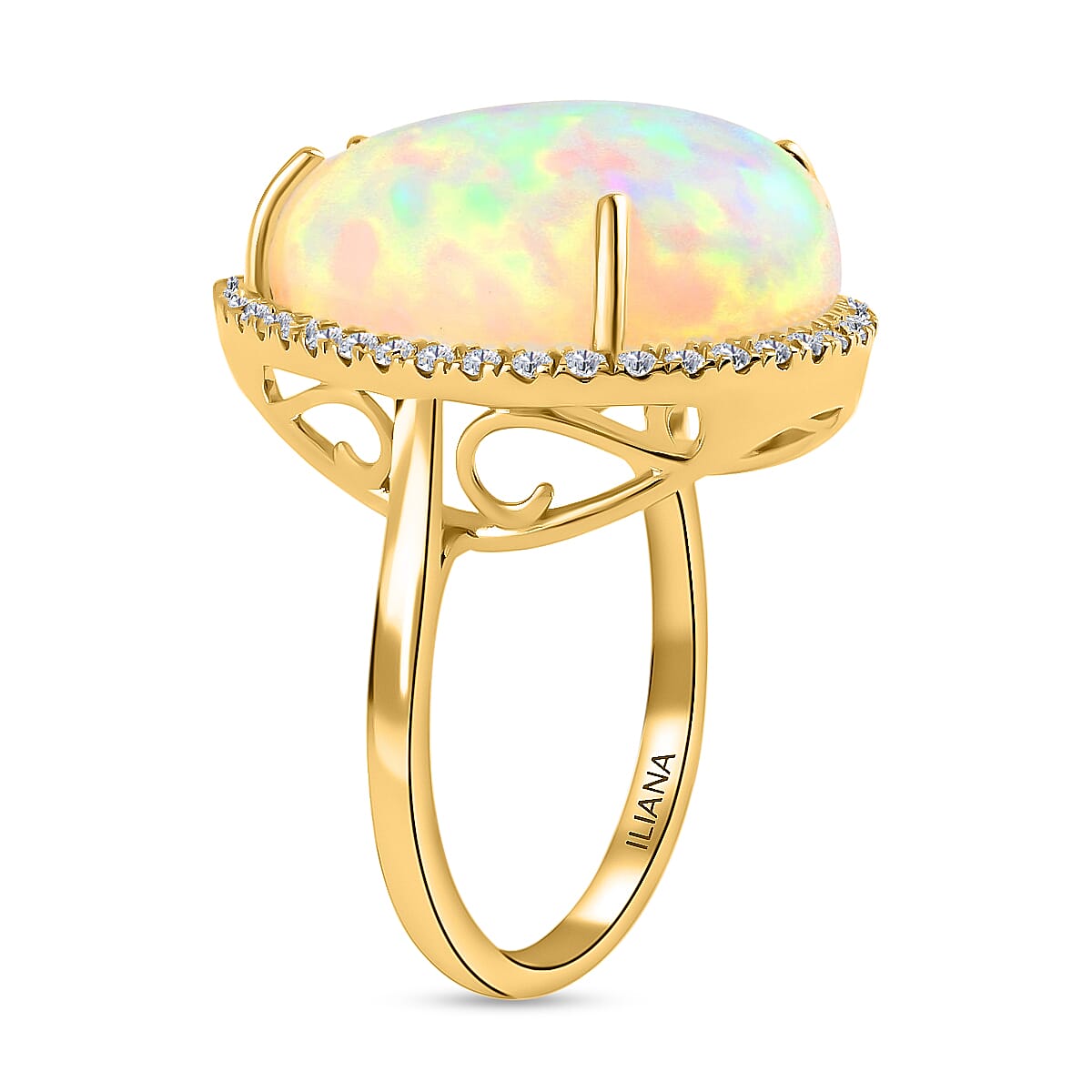 Certified and Appraised ILIANA 18K Yellow Gold AAA Ethiopian Opal and Diamond SI Solitaire Engagement Ring Gold 4.27 grams, 12 Ct 7023481 1