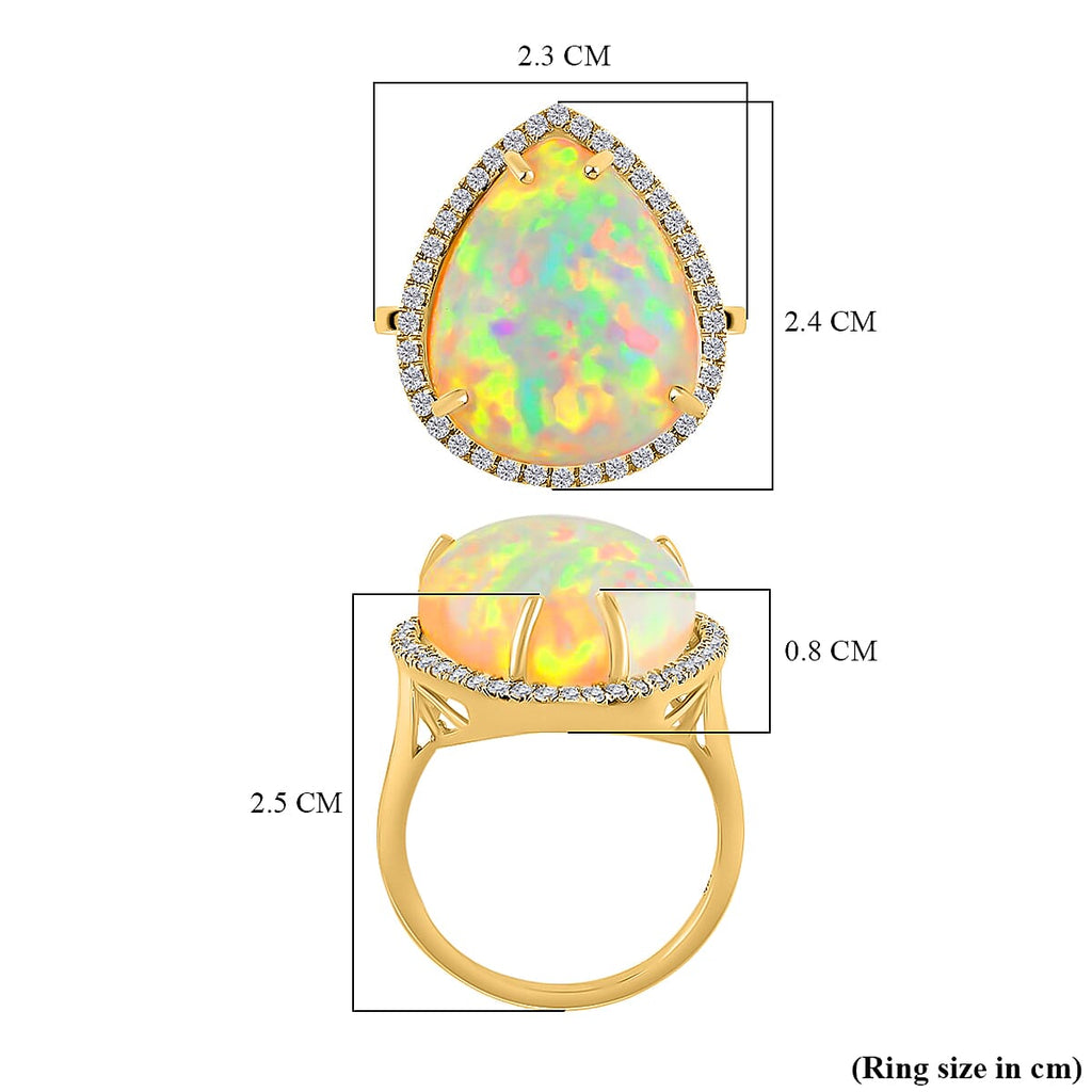Certified and Appraised ILIANA 18K Yellow Gold AAA Ethiopian Opal and Diamond SI Solitaire Ring Gold 4.27 grams, 12 Ct.(Resizable 2-size UP-DN).