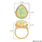 Certified and Appraised ILIANA 18K Yellow Gold AAA Ethiopian Opal and Diamond SI Solitaire Ring Gold 4.27 grams, 12 Ct.(Resizable 2-size UP-DN).
