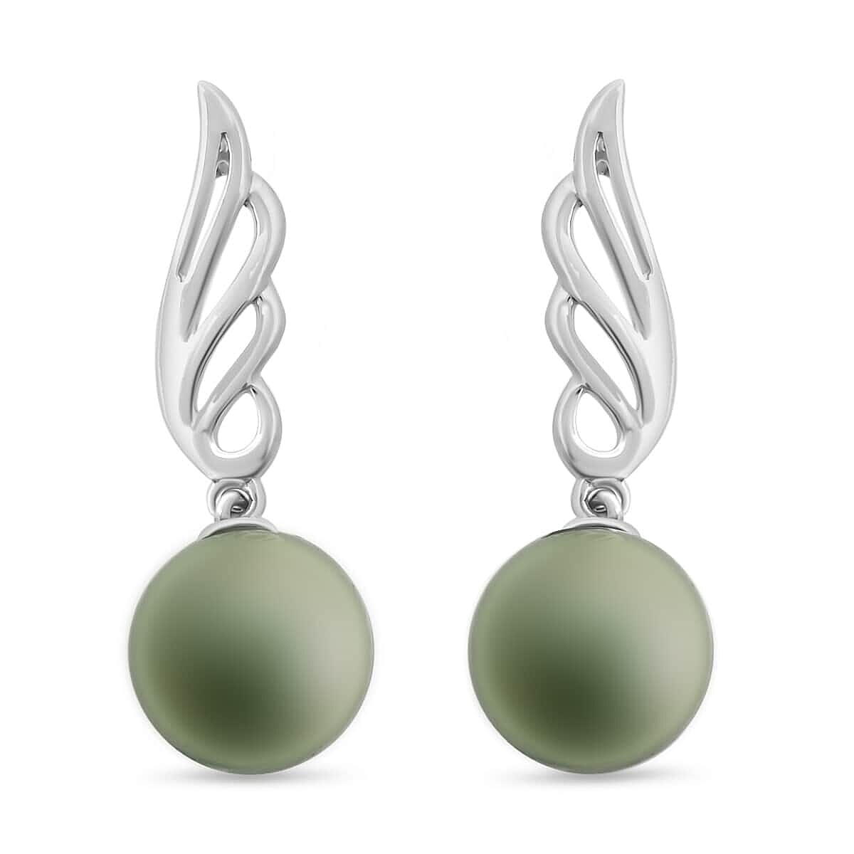 Certified &amp; Appraised ILIANA 10 Ct. AAA Tahitian Pearl (8.50-9.0 MM) Drop Earrings in 18K White Gold 7732978 0