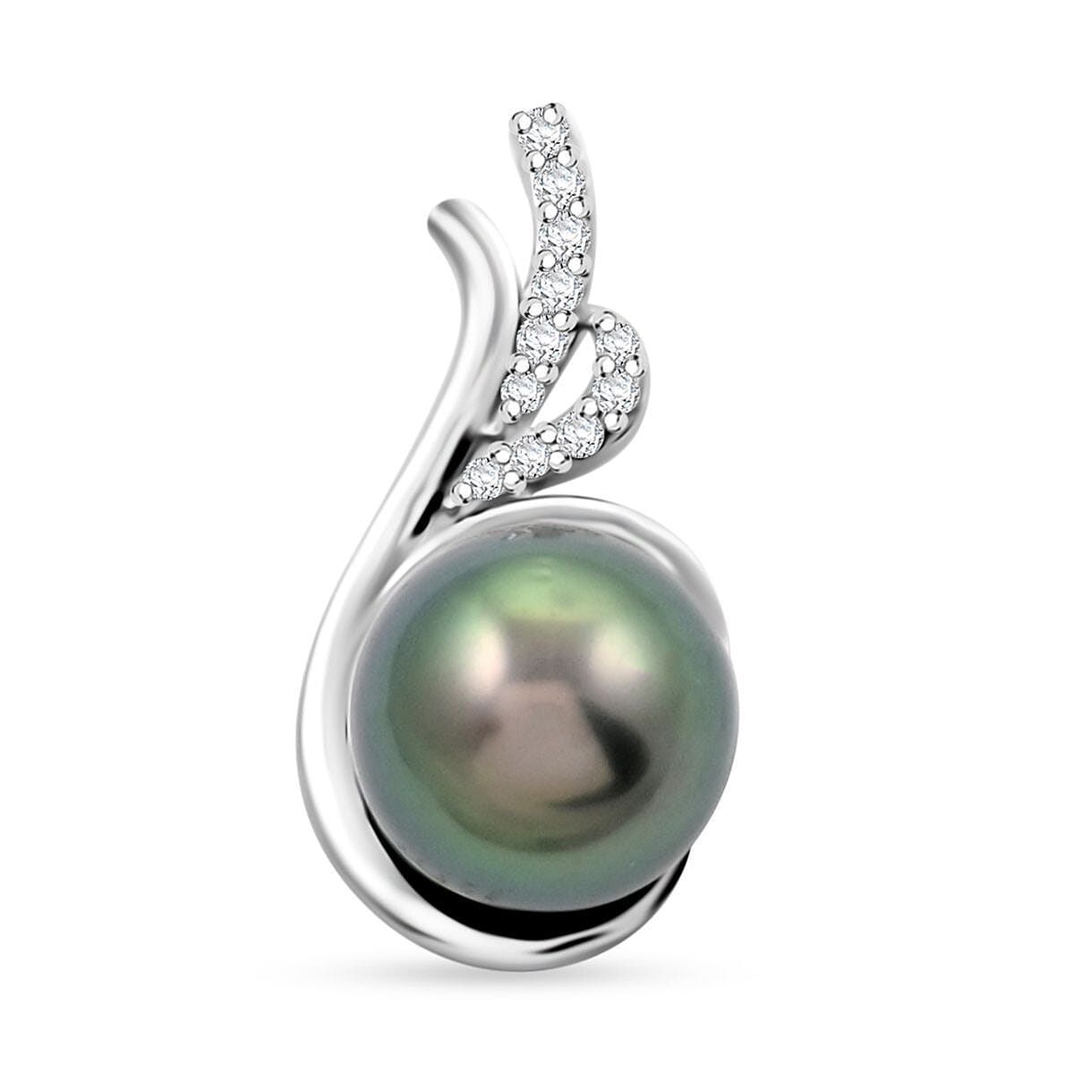 Certified &amp; Appraised ILIANA 5 Ct. AAA Tahitian Pearl (8.50-9.0 MM), Diamond Solitaire Pendant in 18K White Gold 7732971 0