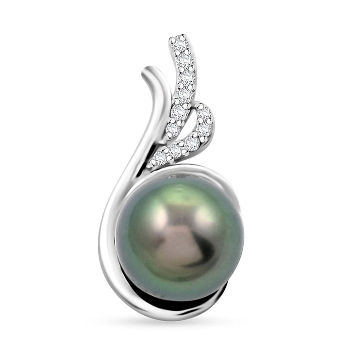 Certified &amp; Appraised ILIANA 5 Ct. AAA Tahitian Pearl (8.50-9.0 MM), Diamond Solitaire Pendant in 18K White Gold 7732971 1