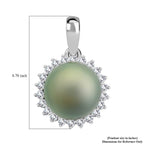 18K W Gold  AAA   Tahiti Pearl ,  White Diamond  SI Pendant 6.75 pc,  Gold Wt. 1.12 Gms  6.750  Ct.