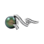 18K W Gold  AAA   Tahiti Pearl ,  White Diamond  SI Pendant 5.75 pc,  Gold Wt. 2.44 Gms  5.750  Ct.
