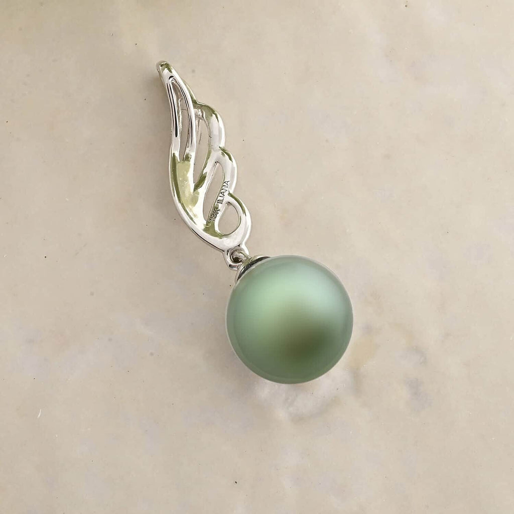 ILIANA 18K White Gold AGI Certified AAA Tahiti Pearl Pendant 5.60 Ct.