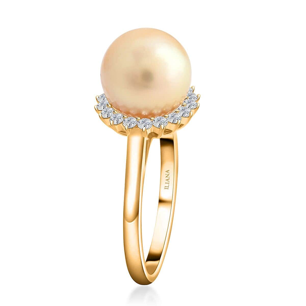 Appraised and Certified 7.5 Ct. Golden South Sea Pearl, Diamond Floral Ring in 18K Yellow Gold V32512723 3