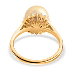 Certified & Appraised 18K Yellow Gold AAA South Sea Golden Pearl and ( SI-GH) Diamond Ring