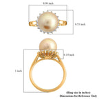 Certified & Appraised 18K Yellow Gold AAA South Sea Golden Pearl and ( SI-GH) Diamond Ring