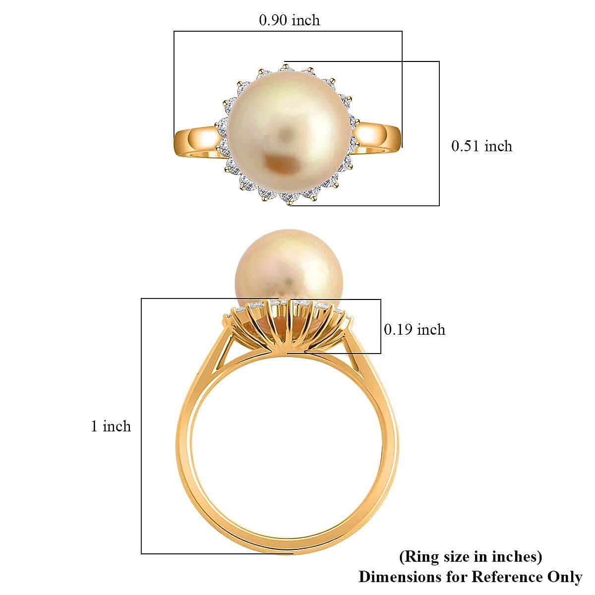 Appraised and Certified 7.5 Ct. Golden South Sea Pearl, Diamond Floral Ring in 18K Yellow Gold V32512723 5