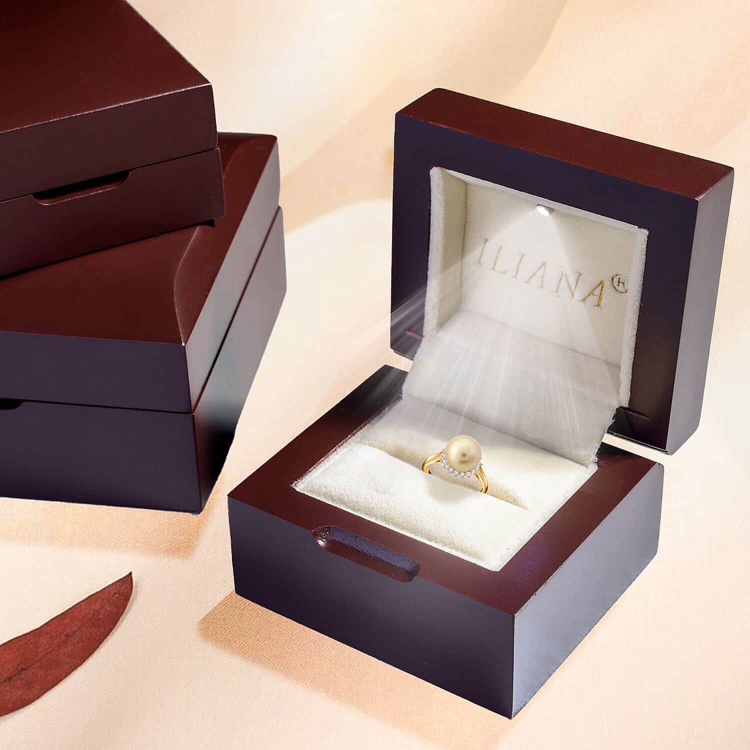 Appraised and Certified 7.5 Ct. Golden South Sea Pearl, Diamond Floral Ring in 18K Yellow Gold V32512723 6