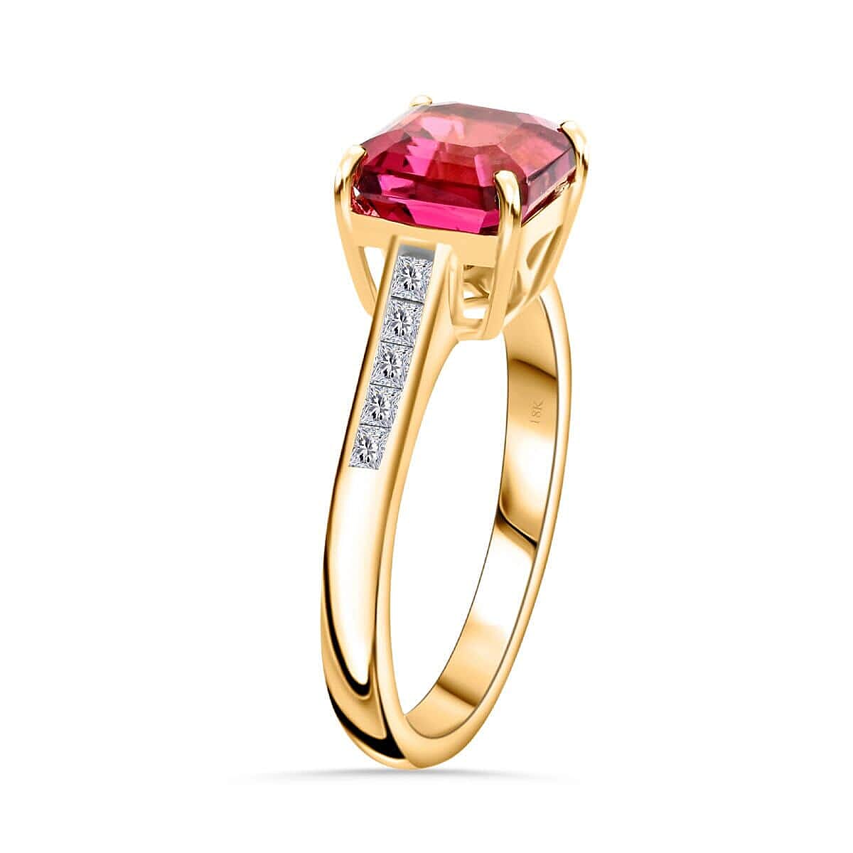 Certified and Appraised Iliana AAA Ouro Fino Rubellite and G-H SI Diamond 1.50 ct Ring in 18K Yellow Gold 7738060 3
