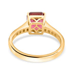 18K Yellow Gold  AAA   Rubellite ,  White Diamond  SI Ring 1.50 ct,  Gold Wt. 3.86 Gms  1.500  Ct.