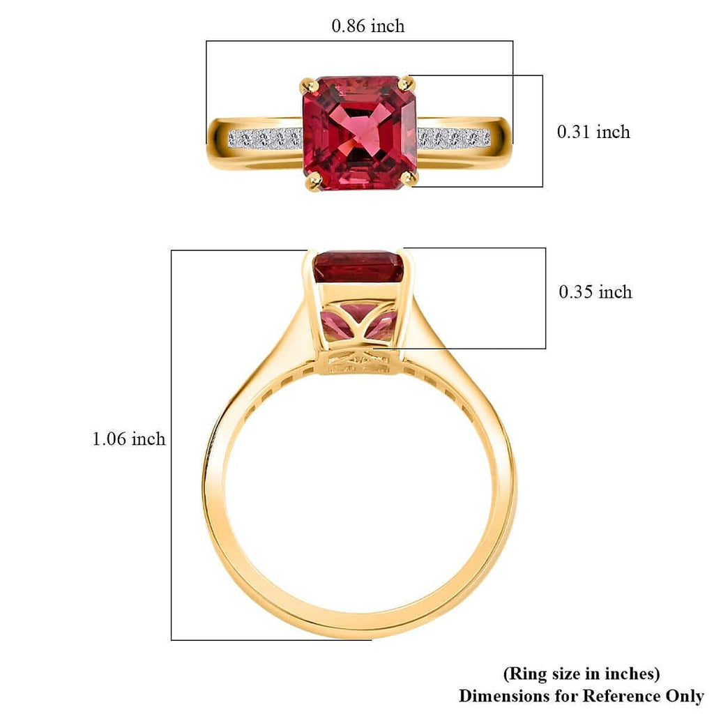 18K Yellow Gold  AAA   Rubellite ,  White Diamond  SI Ring 1.50 ct,  Gold Wt. 3.86 Gms  1.500  Ct.
