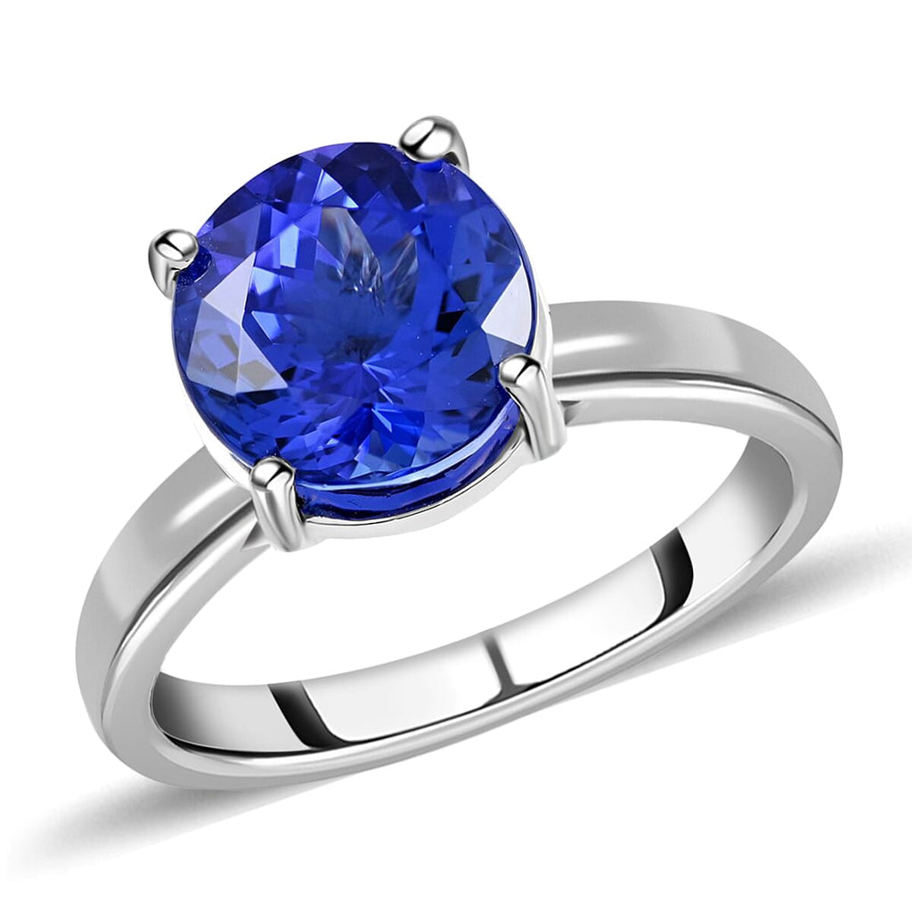 Certified and Appraised RHAPSODY 950 Platinum AAAA Tanzanite and Diamond (VS- E-F) Solitaire Ring Platinum 6.75 gms.