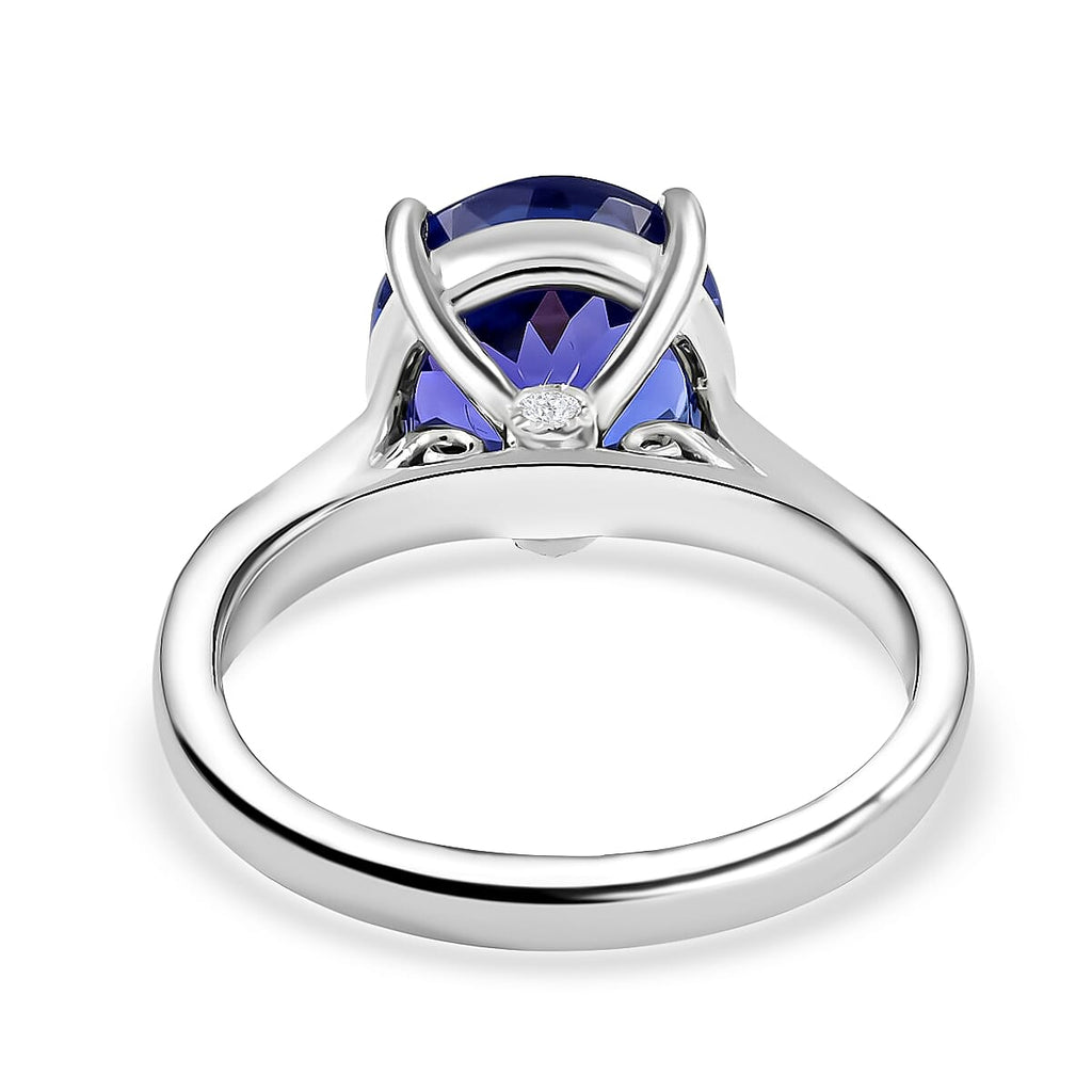 Certified and Appraised RHAPSODY 950 Platinum AAAA Tanzanite and Diamond (VS- E-F) Solitaire Ring Platinum 6.75 gms.
