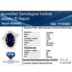 950 Platinum  AAAA  Tanzanite  White Diamond VS Ring 4.50 ct,  Platinum Wt. 6.29 Gms  4.500  Ct.