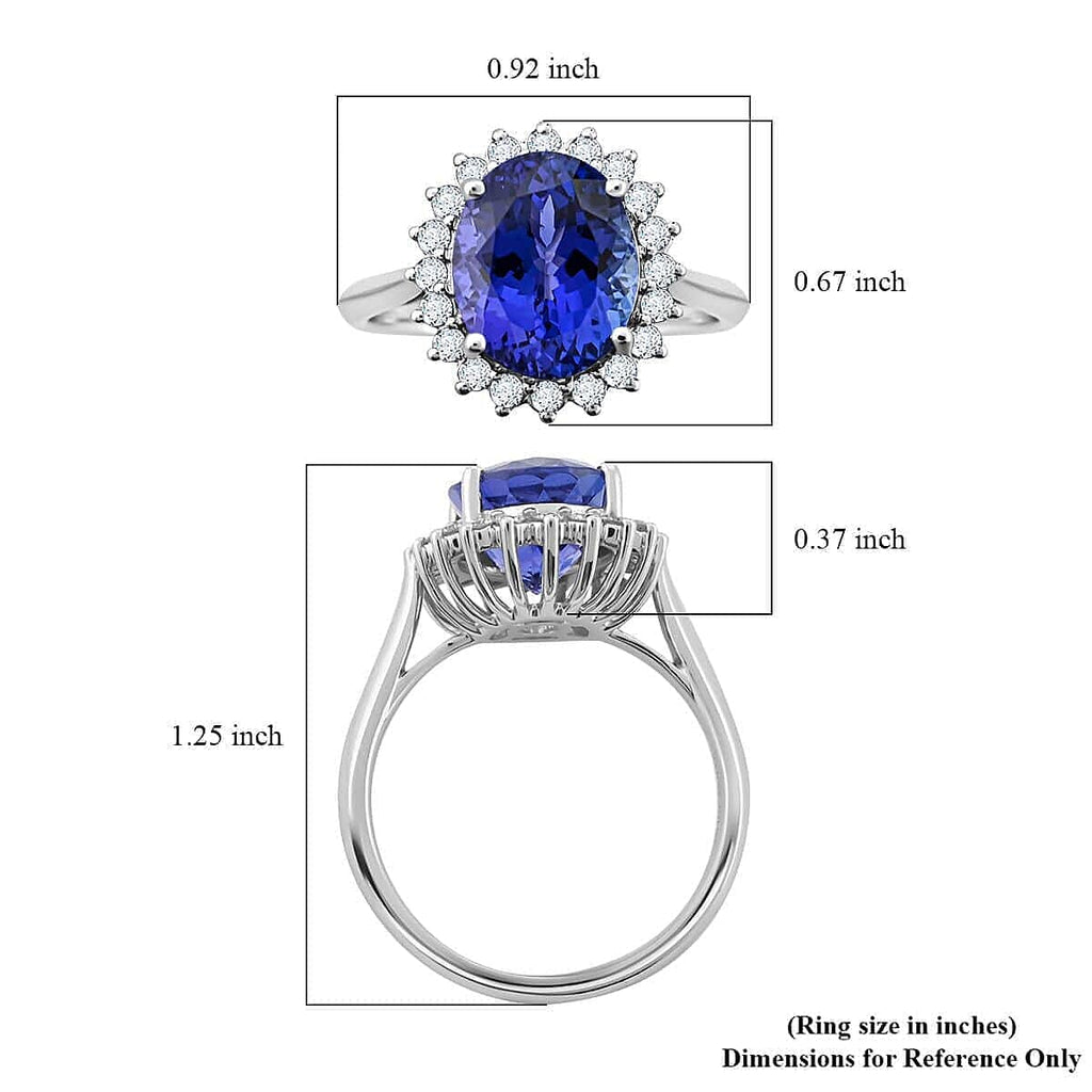 950 Platinum  AAAA  Tanzanite  White Diamond VS Ring 4.50 ct,  Platinum Wt. 6.29 Gms  4.500  Ct.