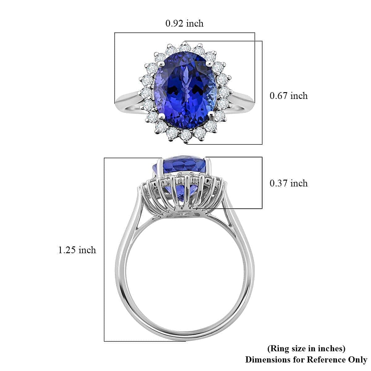 Certified and Appraised Rhapsody 950 Platinum AAAA Tanzanite and E-F VS Diamond Halo Ring 6.30 Grams 4.50 ct 7675164 5