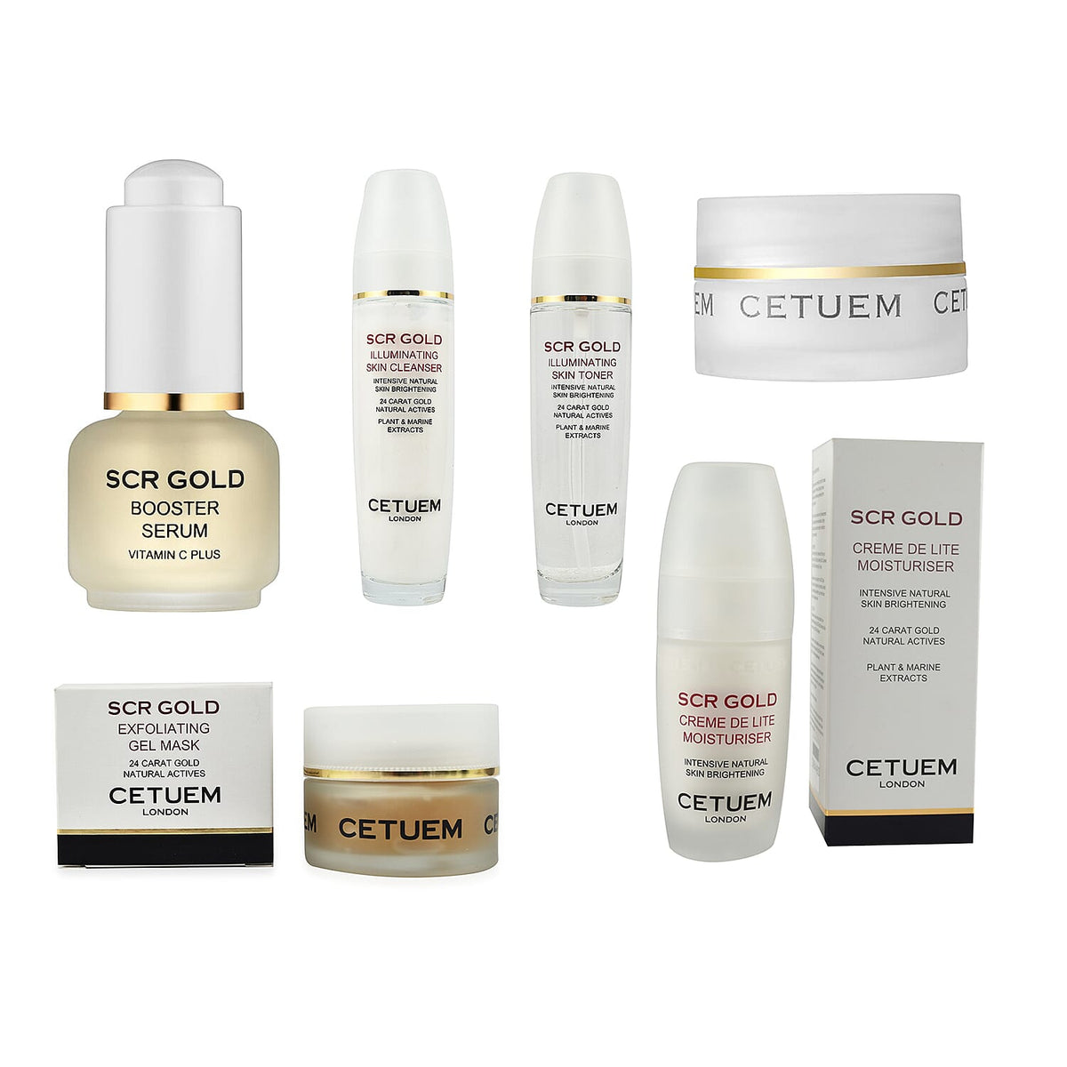 Cetuem 6 Piece Bundle (Includes Illuminating Skin Cleanser 100ml, Illuminating Skin Toner 100ml, Exfoliating Gel Mask 50ml, Booster Serum 15ml, Creme de Lite Moisturiser 50ml &amp; Eye Cream 15ml) 8219747 0